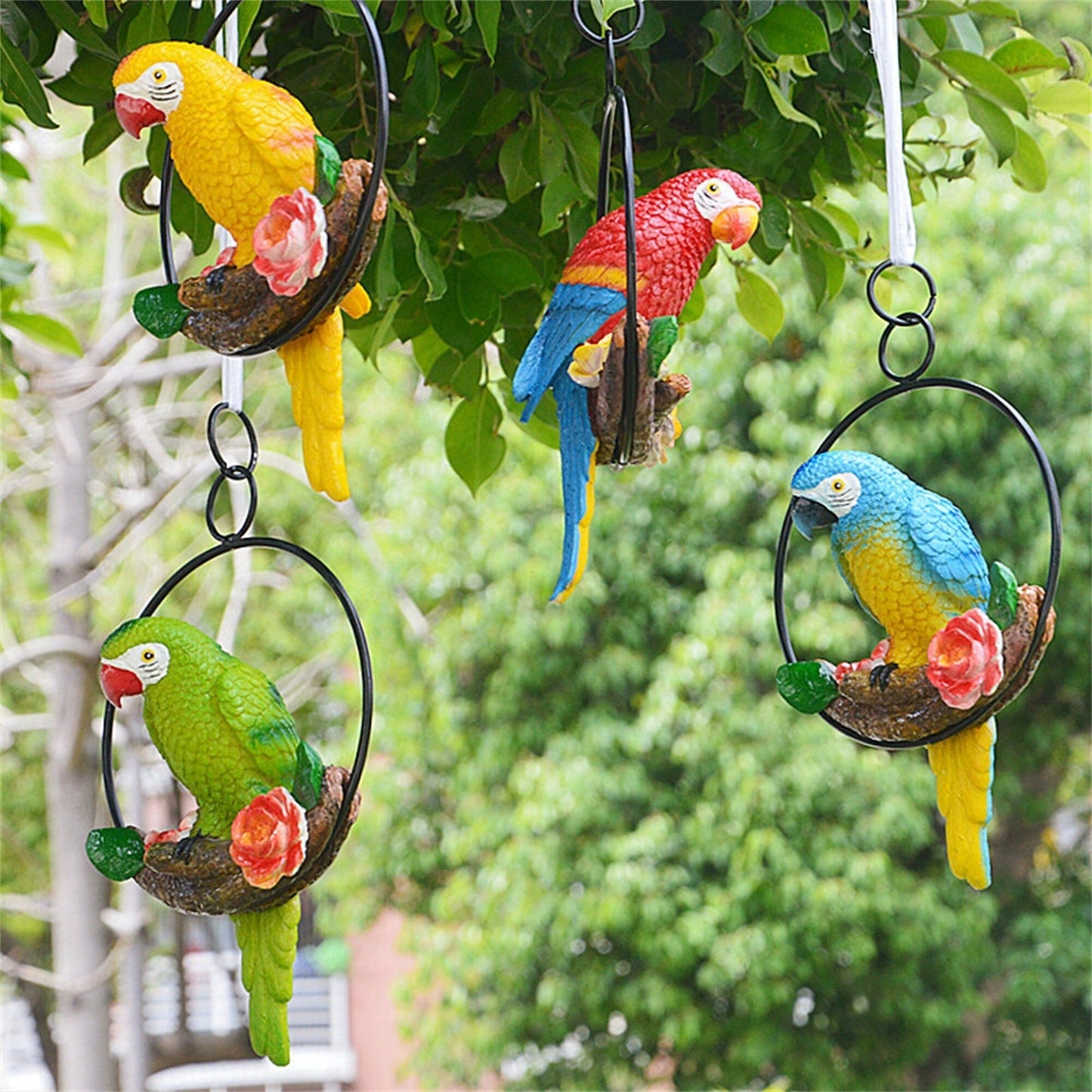 Iron ring parrot pendant garden decoration