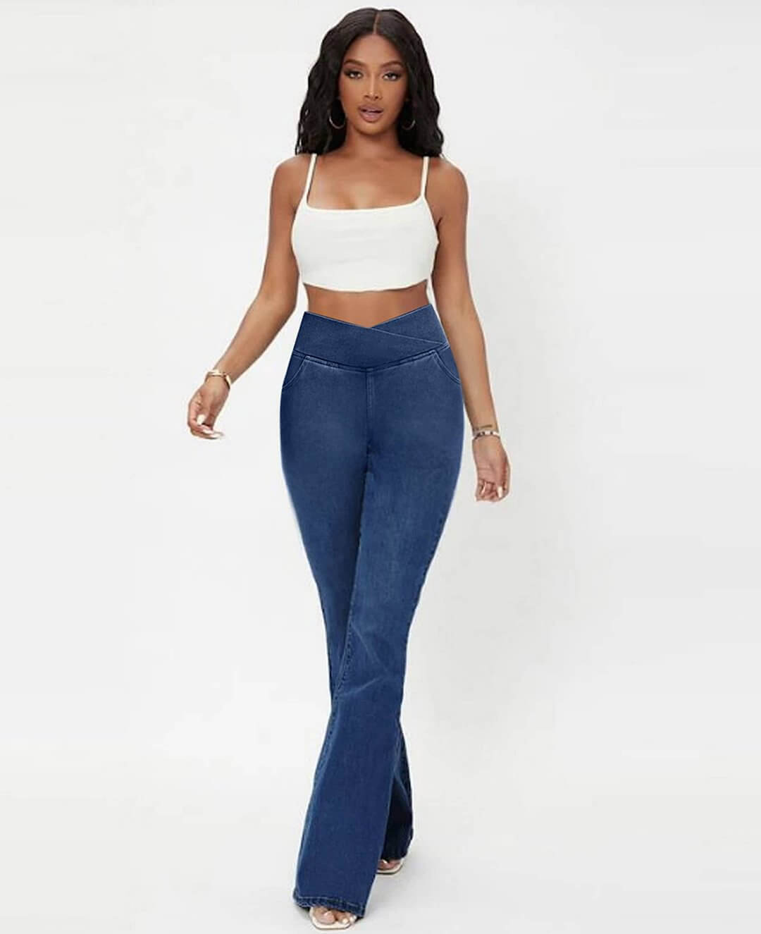 Stretchy Jeans High Waisted Crossover