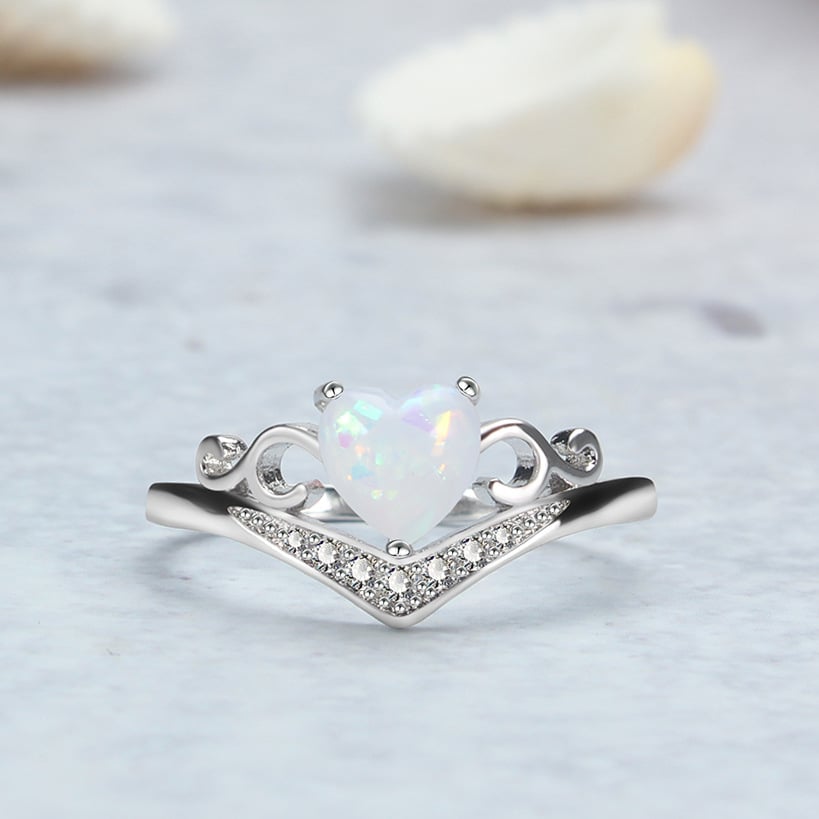 🔥 💝Self Love Silver Opal Heart Ring💗