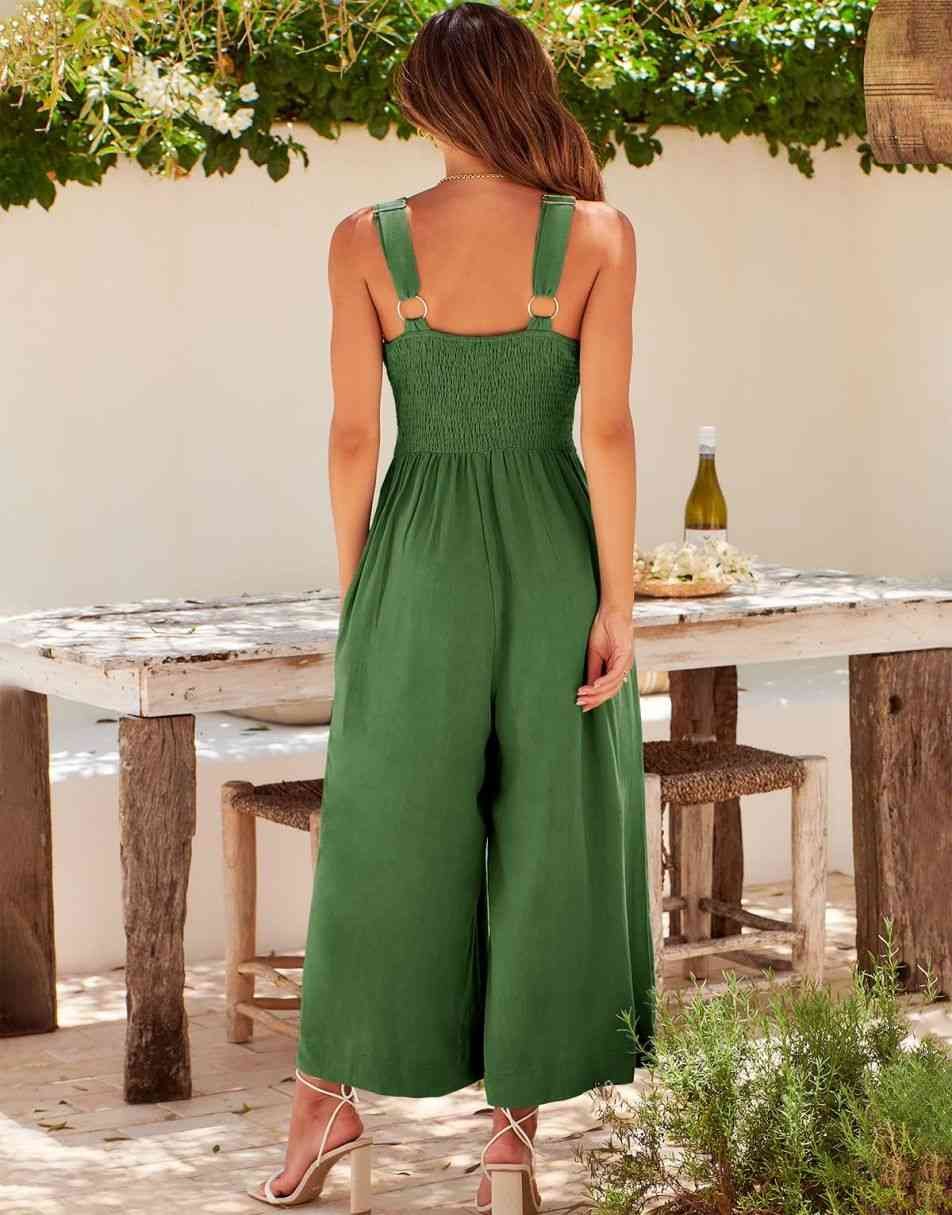 V Neck Cutout High-Waist Rompers