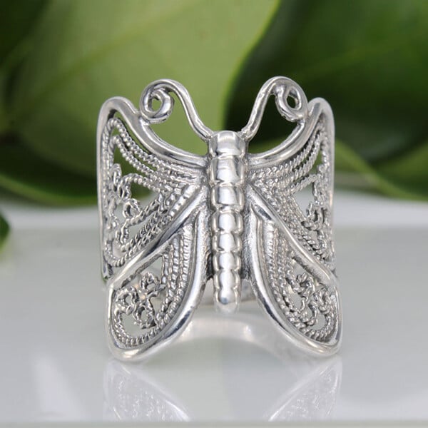 🔥🎁 Handmade Vintage Butterfly Silver Ring