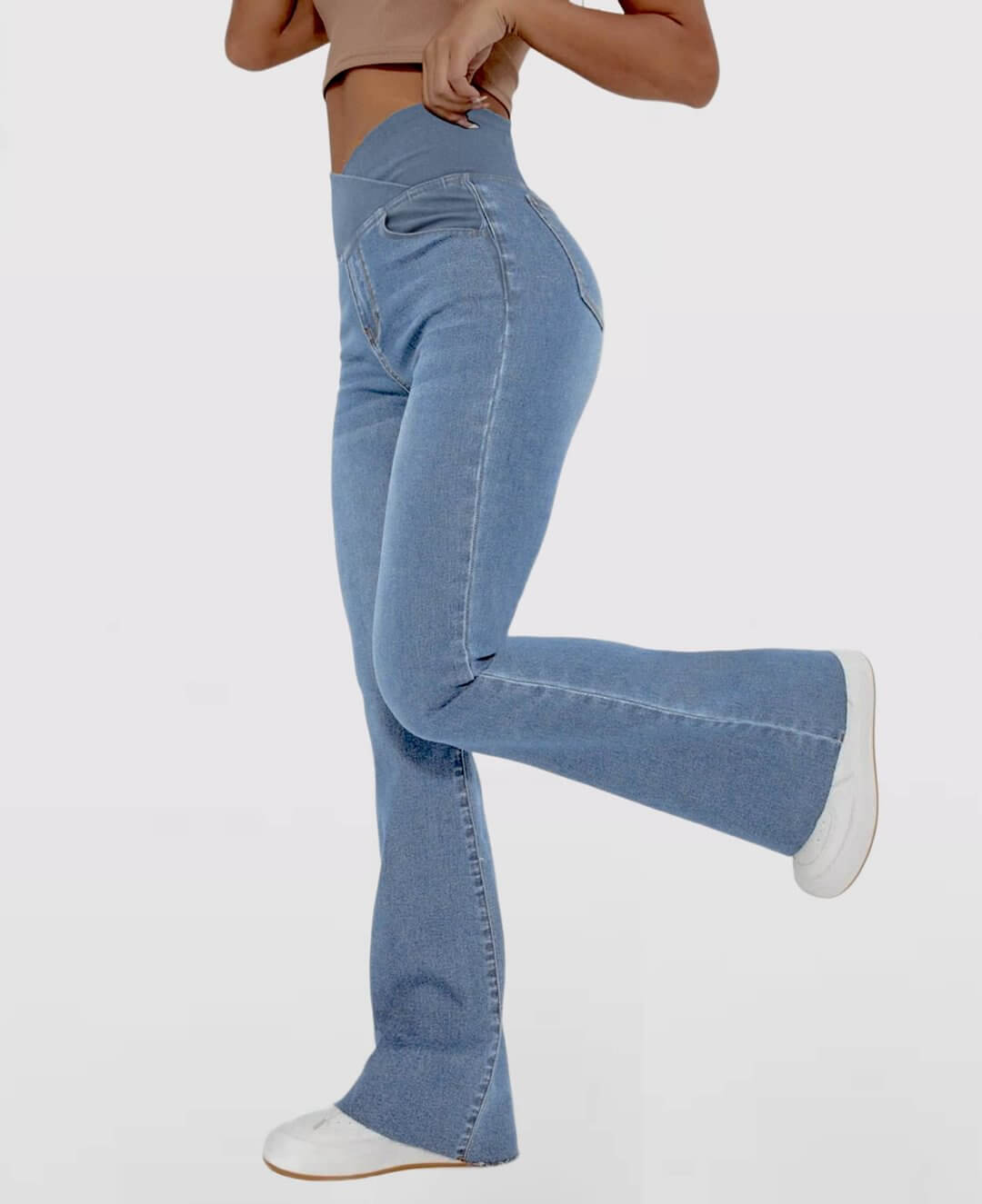 Stretchy Jeans High Waisted Crossover