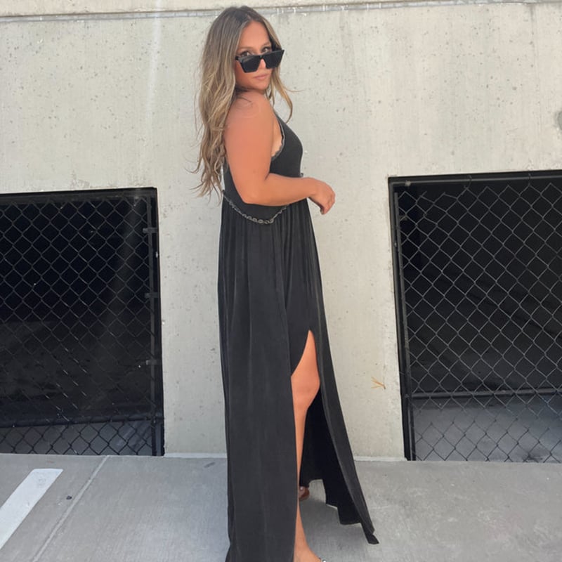 Slit Casual Simple Loose Maxi Long Dress