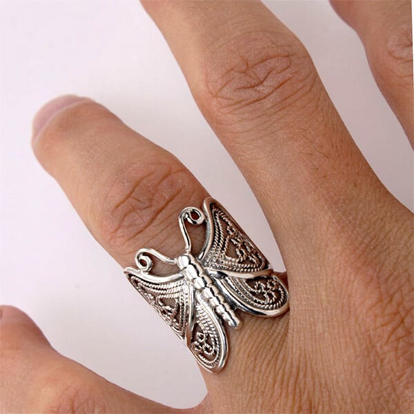 🔥🎁 Handmade Vintage Butterfly Silver Ring