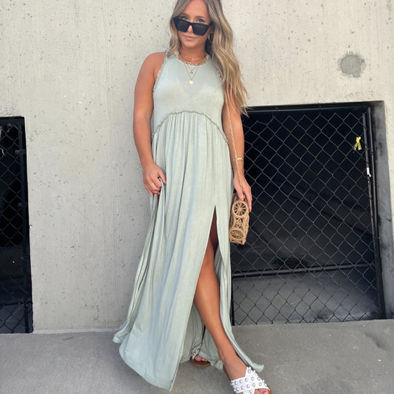 Slit Casual Simple Loose Maxi Long Dress