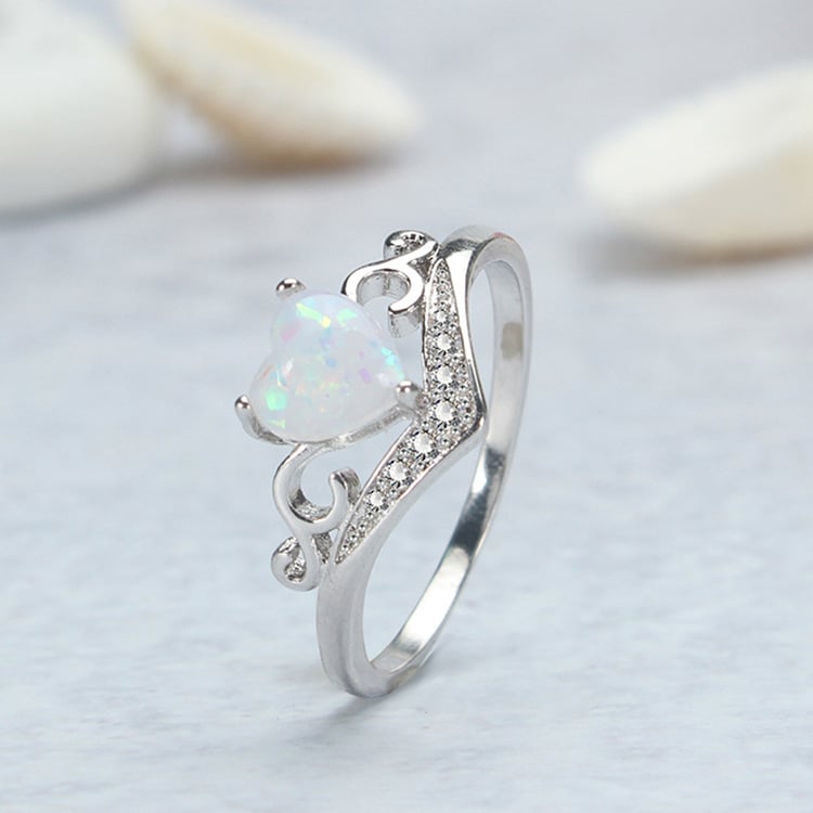 🔥 💝Self Love Silver Opal Heart Ring💗