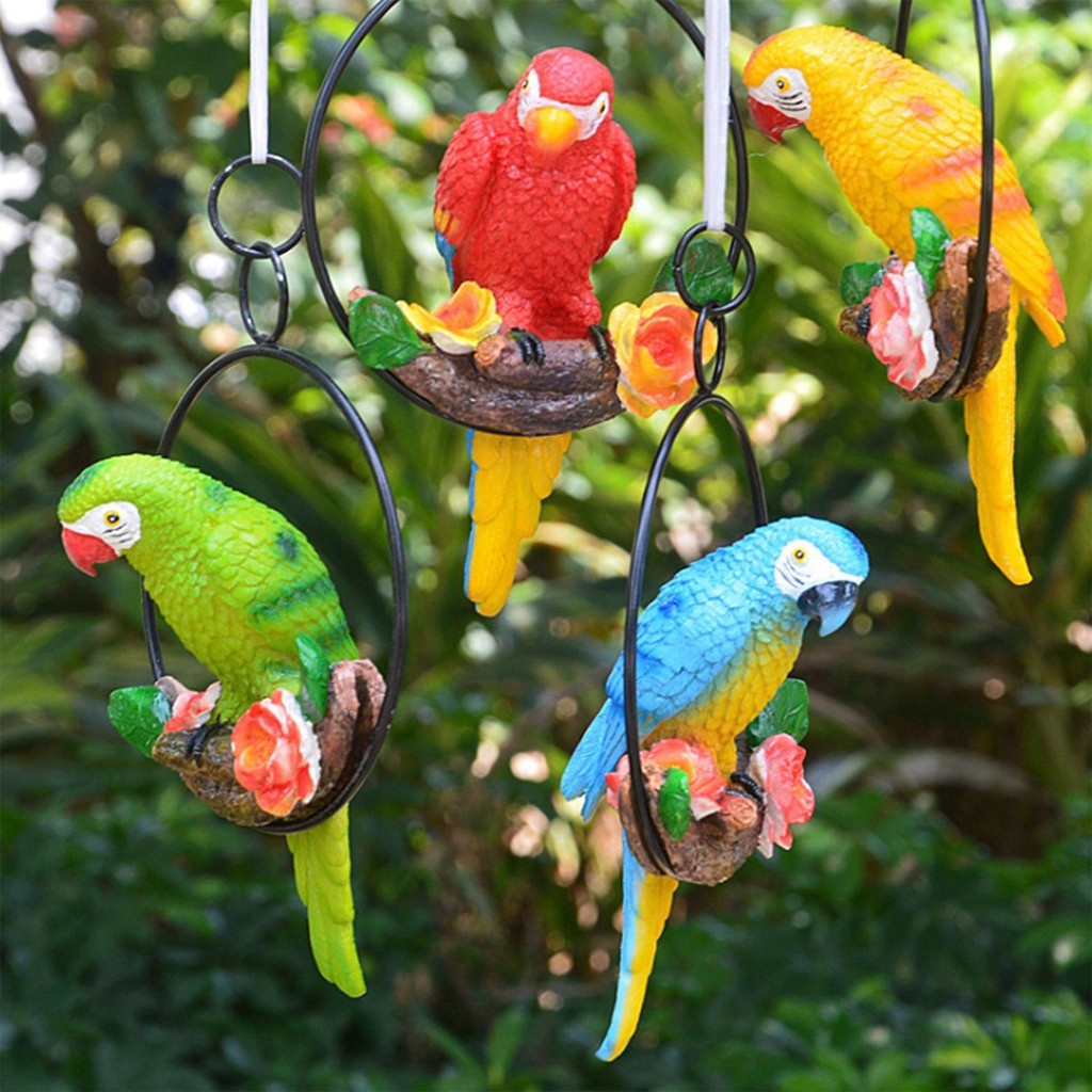 Iron ring parrot pendant garden decoration