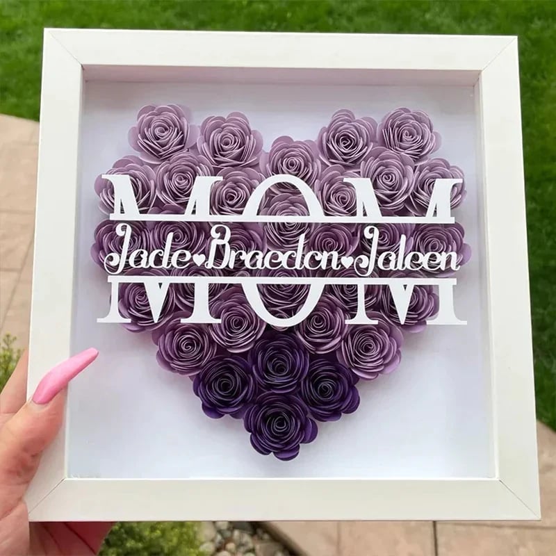 Personalized Mom/Dad Flower Shadow Box With Name For Mother's Day