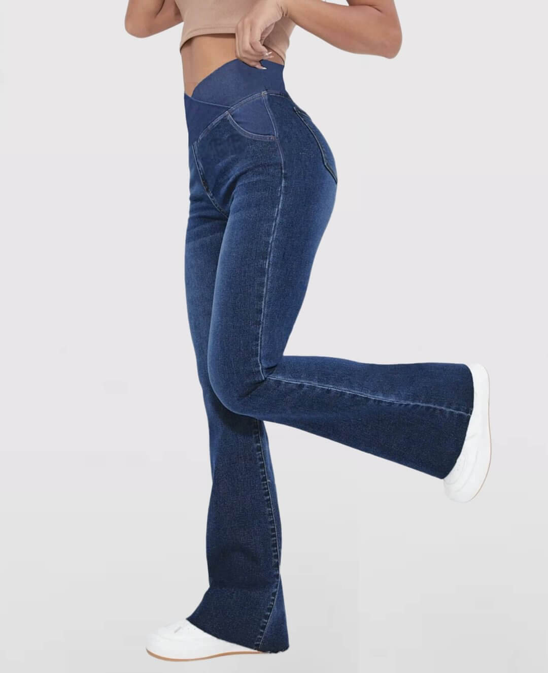 Stretchy Jeans High Waisted Crossover