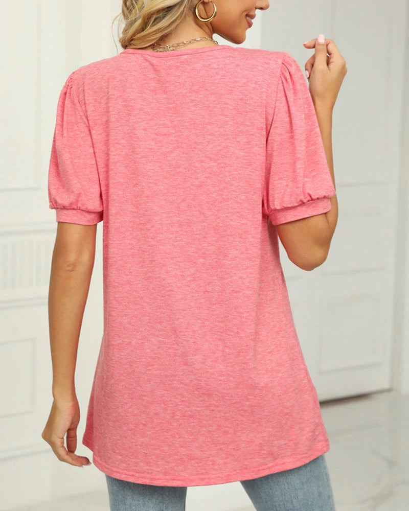 💝Square Neck T-shirt with Puff Sleeves