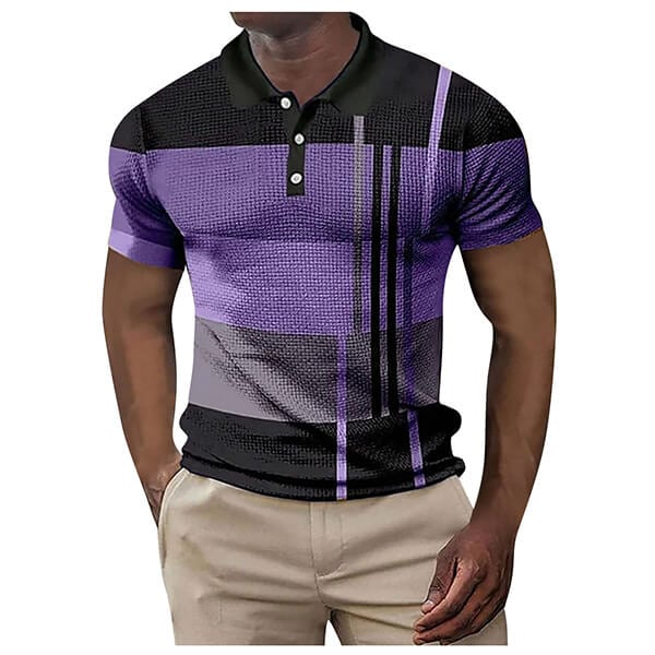 Men's polo shirt short-sleeved color blocking T-shirt