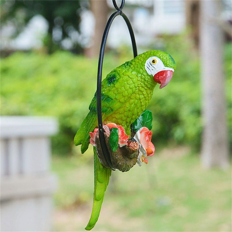 Iron ring parrot pendant garden decoration