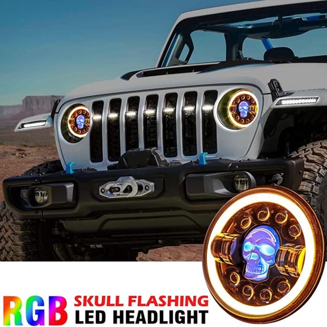 7 inch Skull LED Headlights