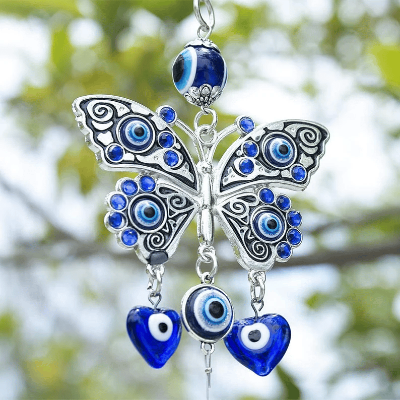 Blue Evil Eye Crystal Suncatcher Wind Chime