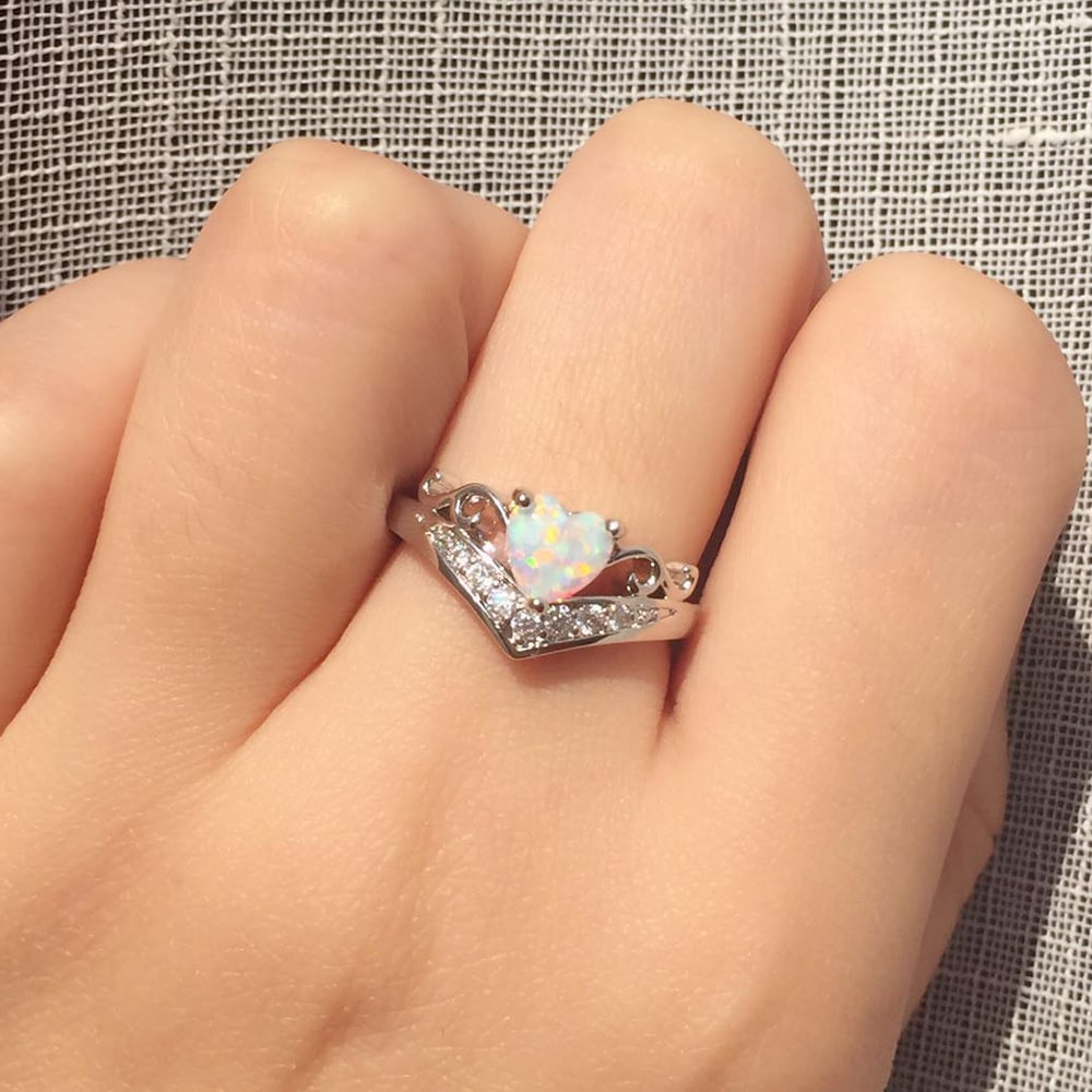 🔥 💝Self Love Silver Opal Heart Ring💗