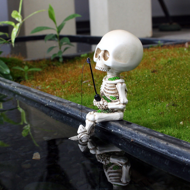 🔥💝Fishing Skeleton Garden Accessory💀