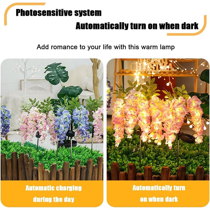 Waterproof Solar Wisteria Flower Landscape Lights