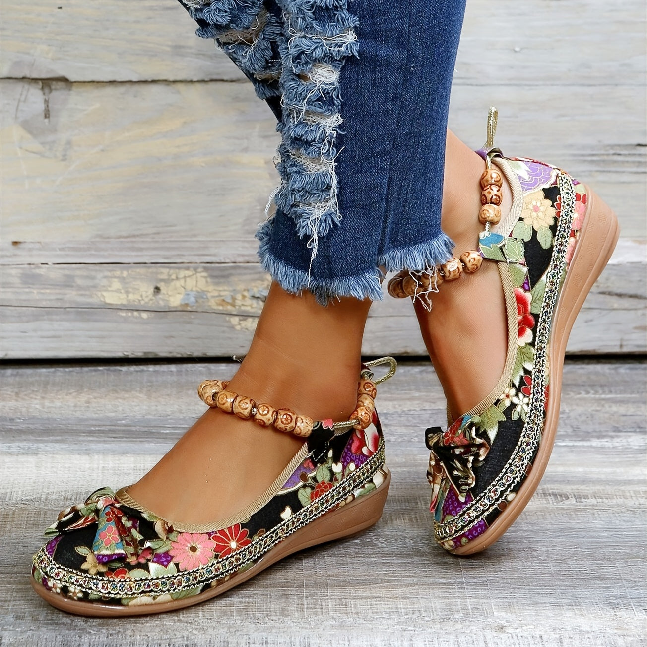 Women's Handwoven Floral Print Orthopedic Shoes