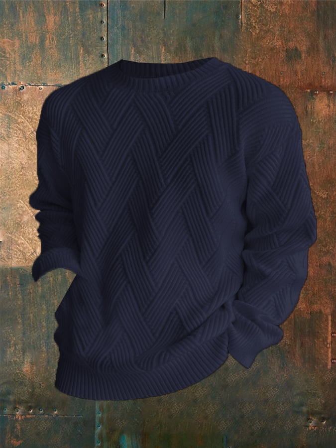 Men'S Plaid Print Round Neck Casual Sweatshirt