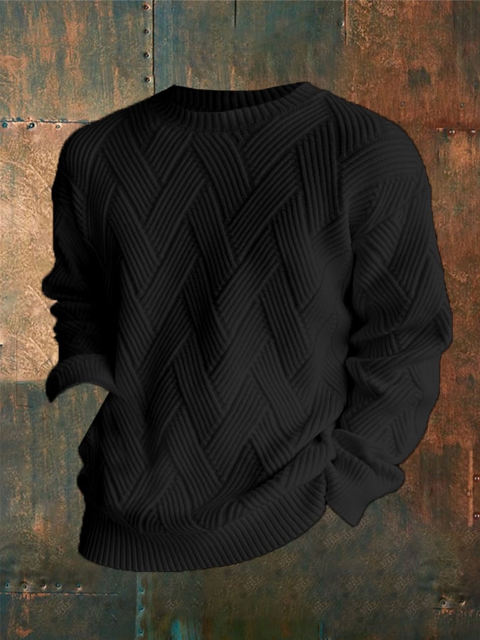 Men'S Plaid Print Round Neck Casual Sweatshirt