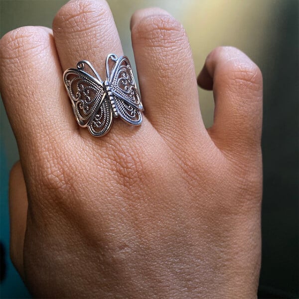 🔥🎁 Handmade Vintage Butterfly Silver Ring