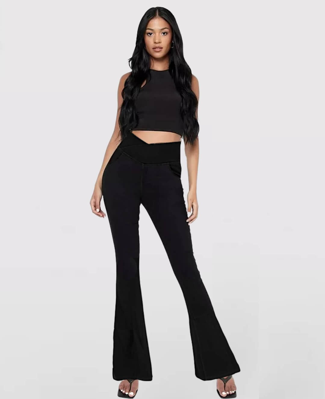 Stretchy Jeans High Waisted Crossover