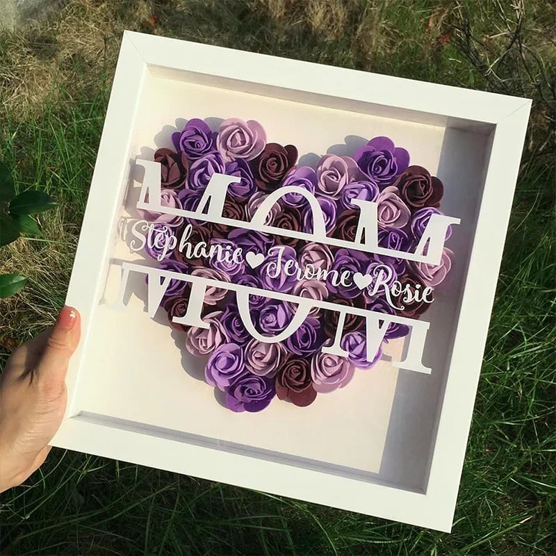 Personalized Mom/Dad Flower Shadow Box With Name For Mother's Day