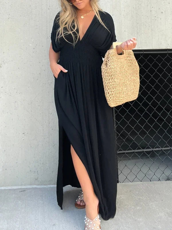 💗 SLIT V-NECK EFFORTLESS MAXI LONG DRESS