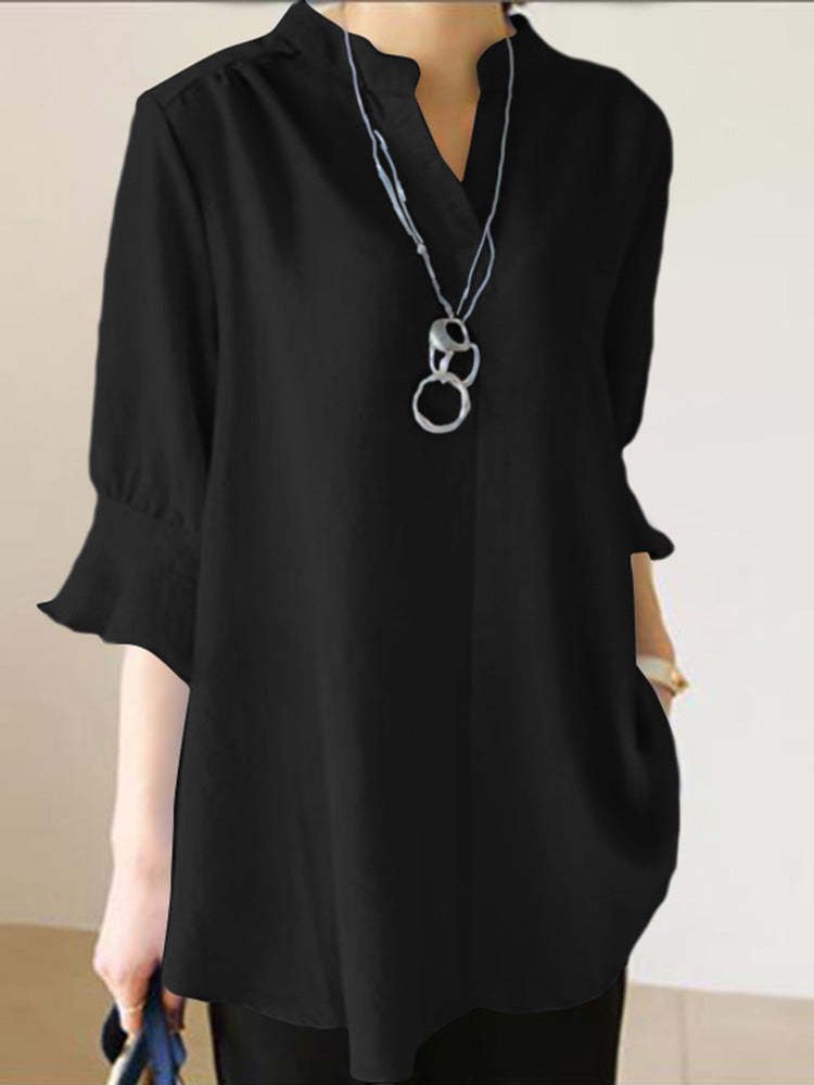 Women's Casual Elegant Pure Color Cotton Shirt