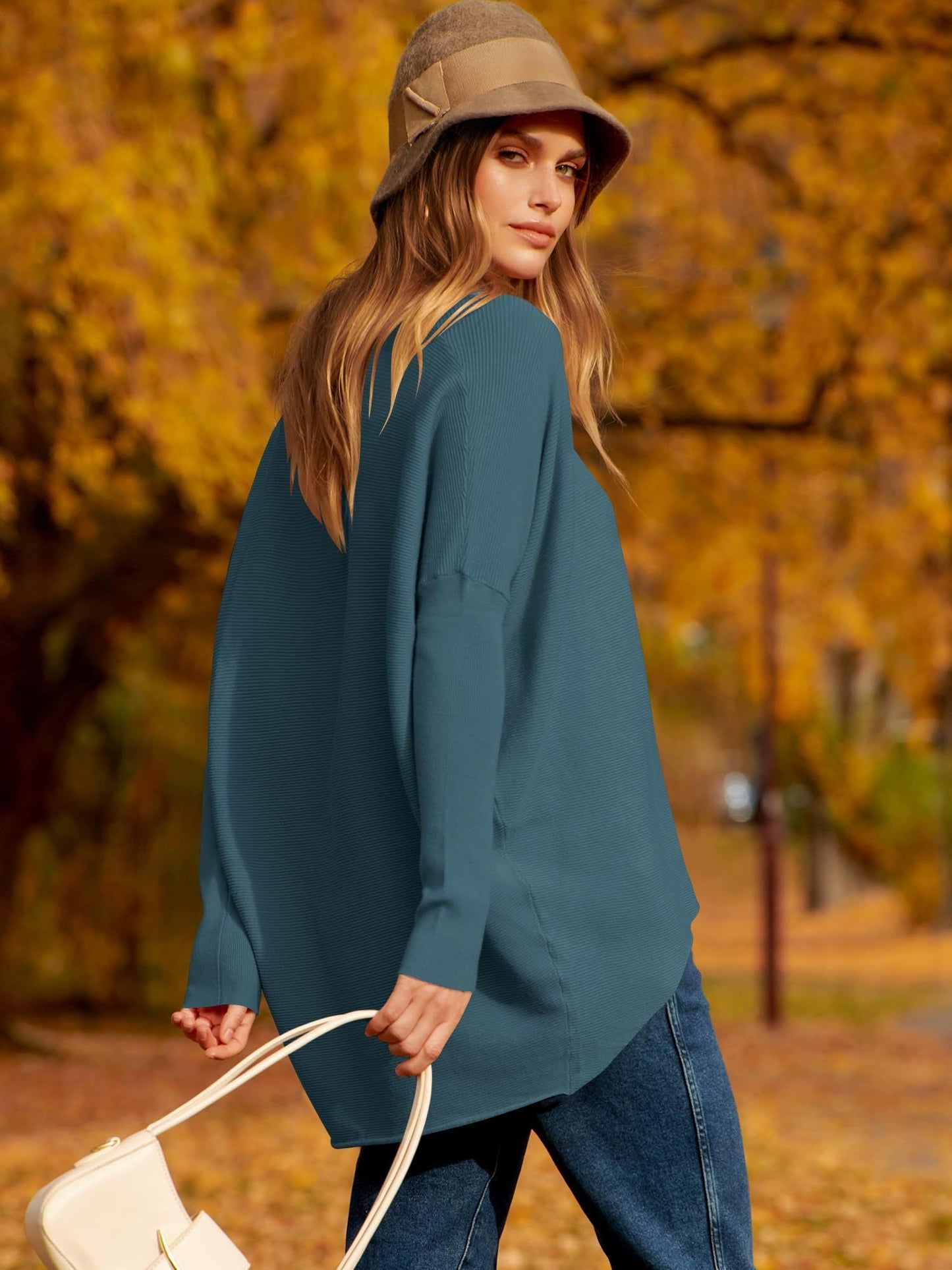 women's Irregular Oversized Dolman Sleeve Knitted Pullover