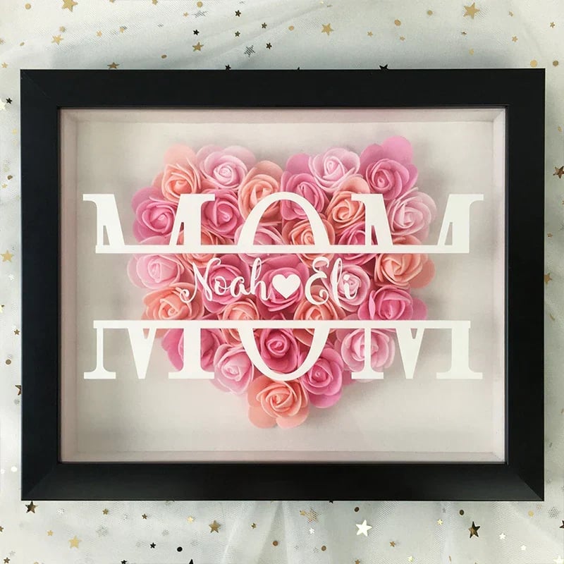 Personalized Mom/Dad Flower Shadow Box With Name For Mother's Day