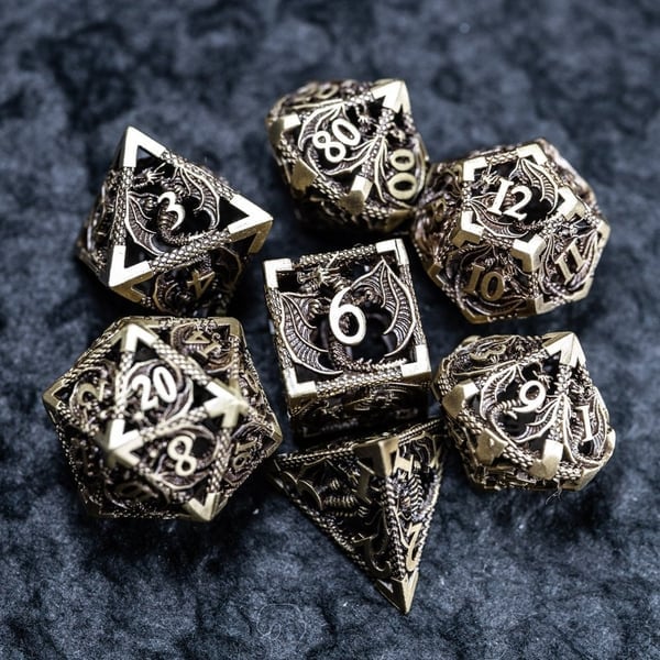 🐲Hollow Metal Dragon Shaped Carving Dice Set🎲