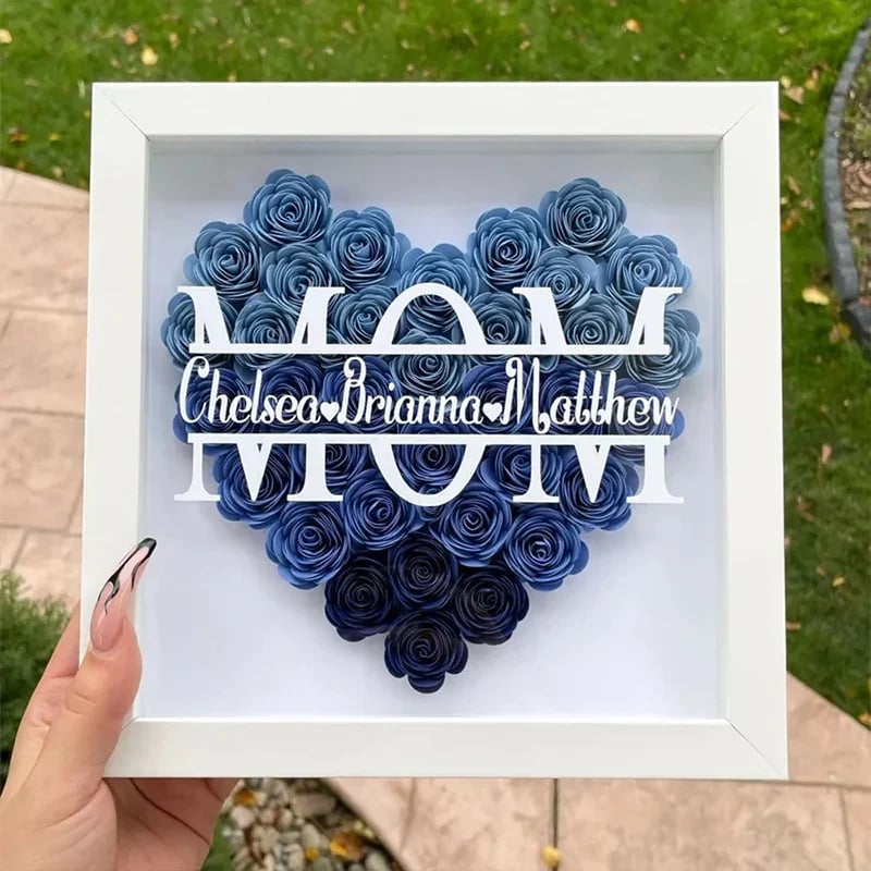 Personalized Mom/Dad Flower Shadow Box With Name For Mother's Day