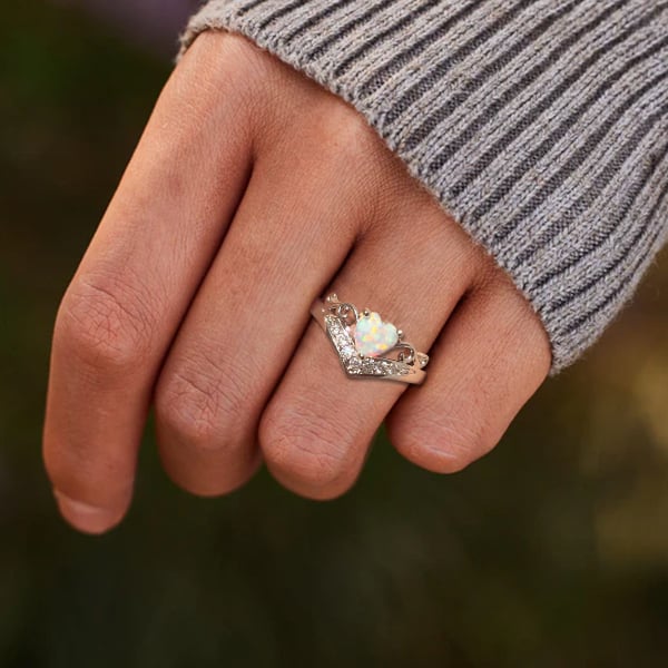 🔥 💝Self Love Silver Opal Heart Ring💗