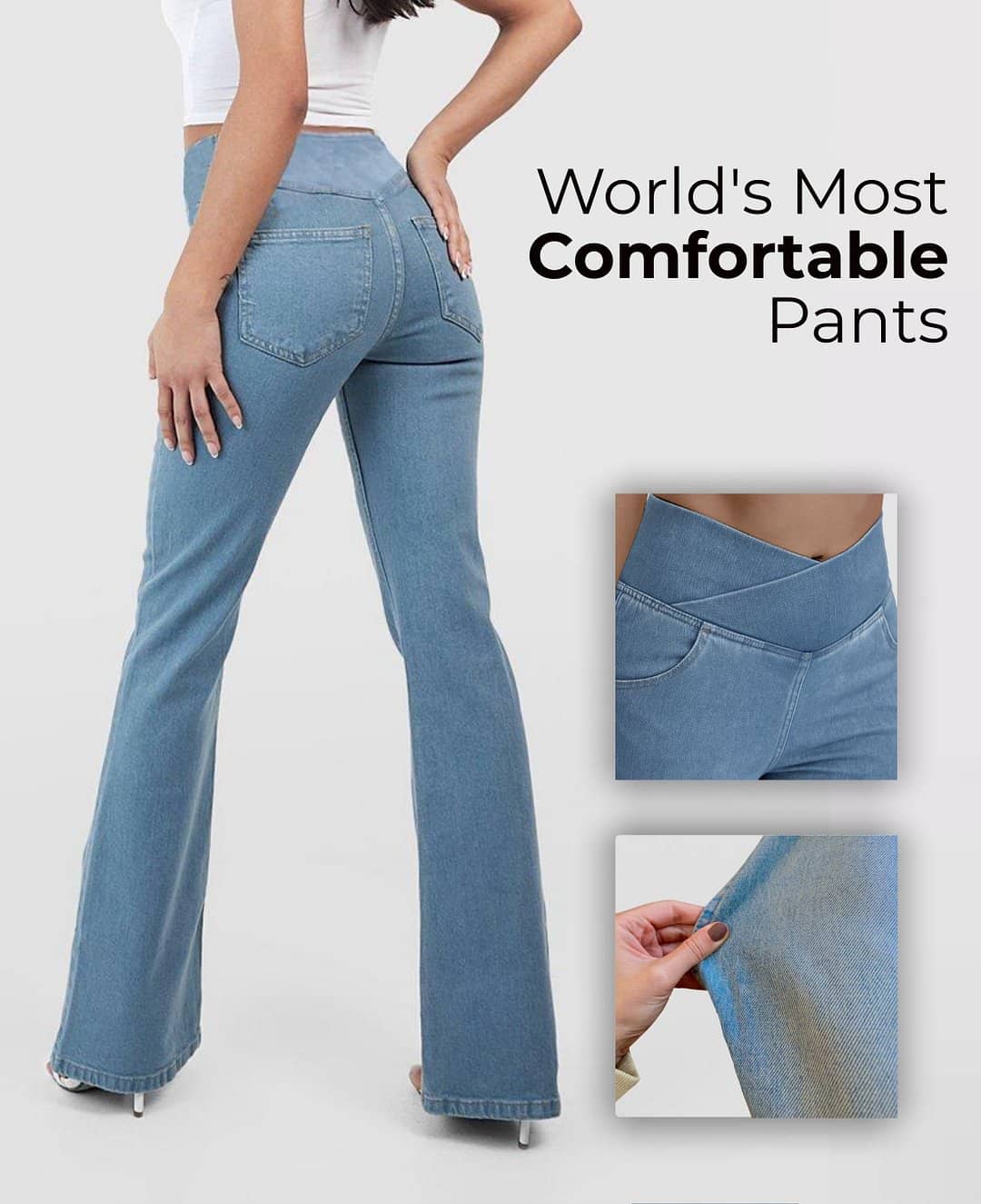 Stretchy Jeans High Waisted Crossover