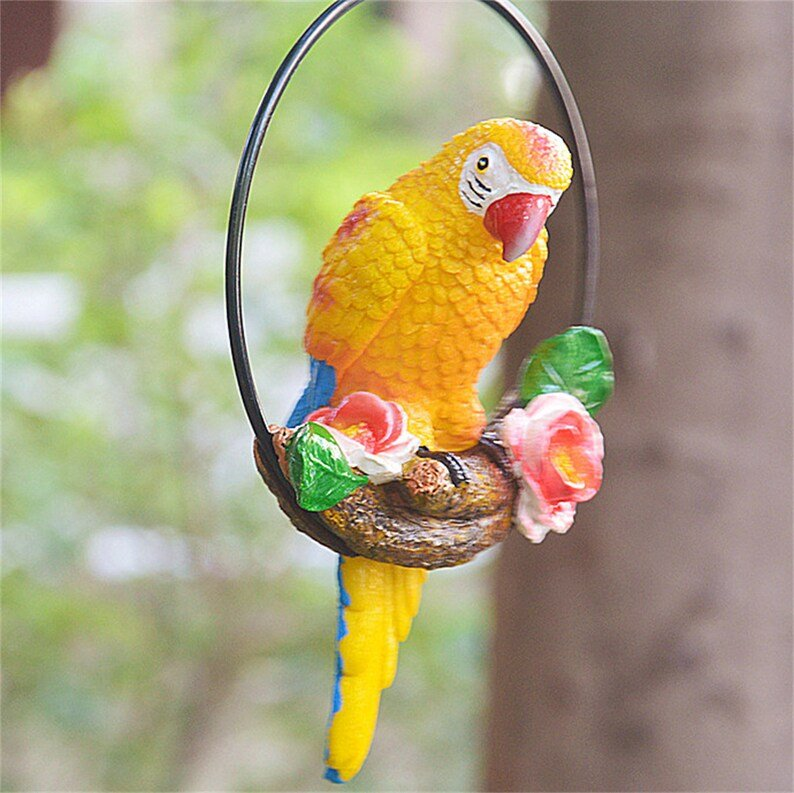 Iron ring parrot pendant garden decoration