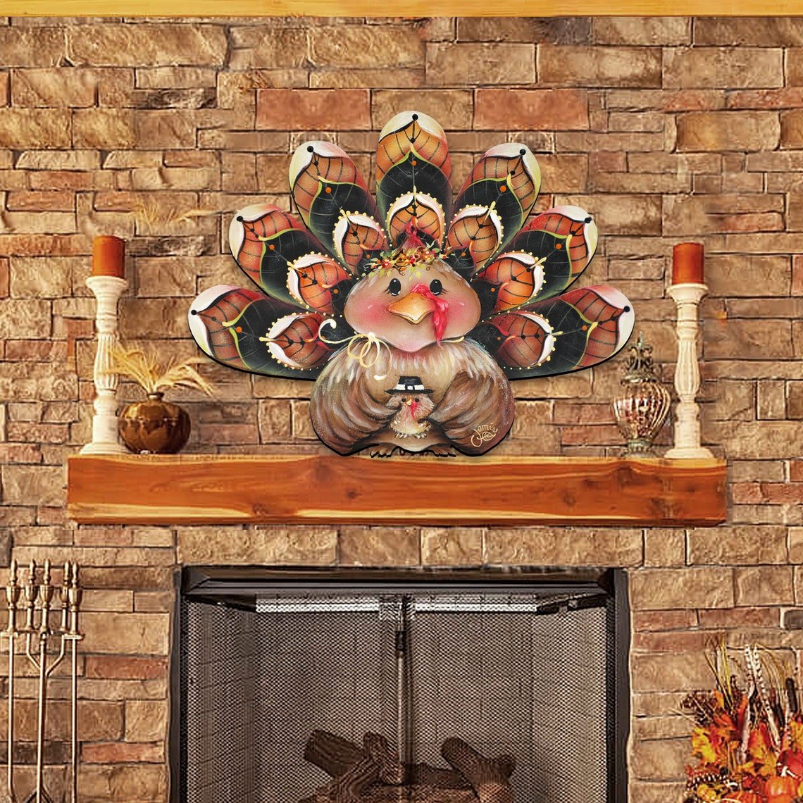 🦃Turkey Wreath Door Hanger 🍂 Thanksgiving Wood Decor - 🎃Wooden Fall Wall Decoration