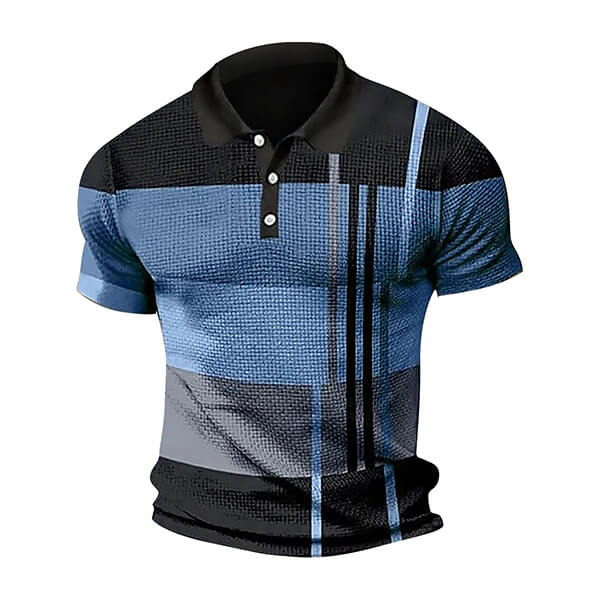 Men's polo shirt short-sleeved color blocking T-shirt