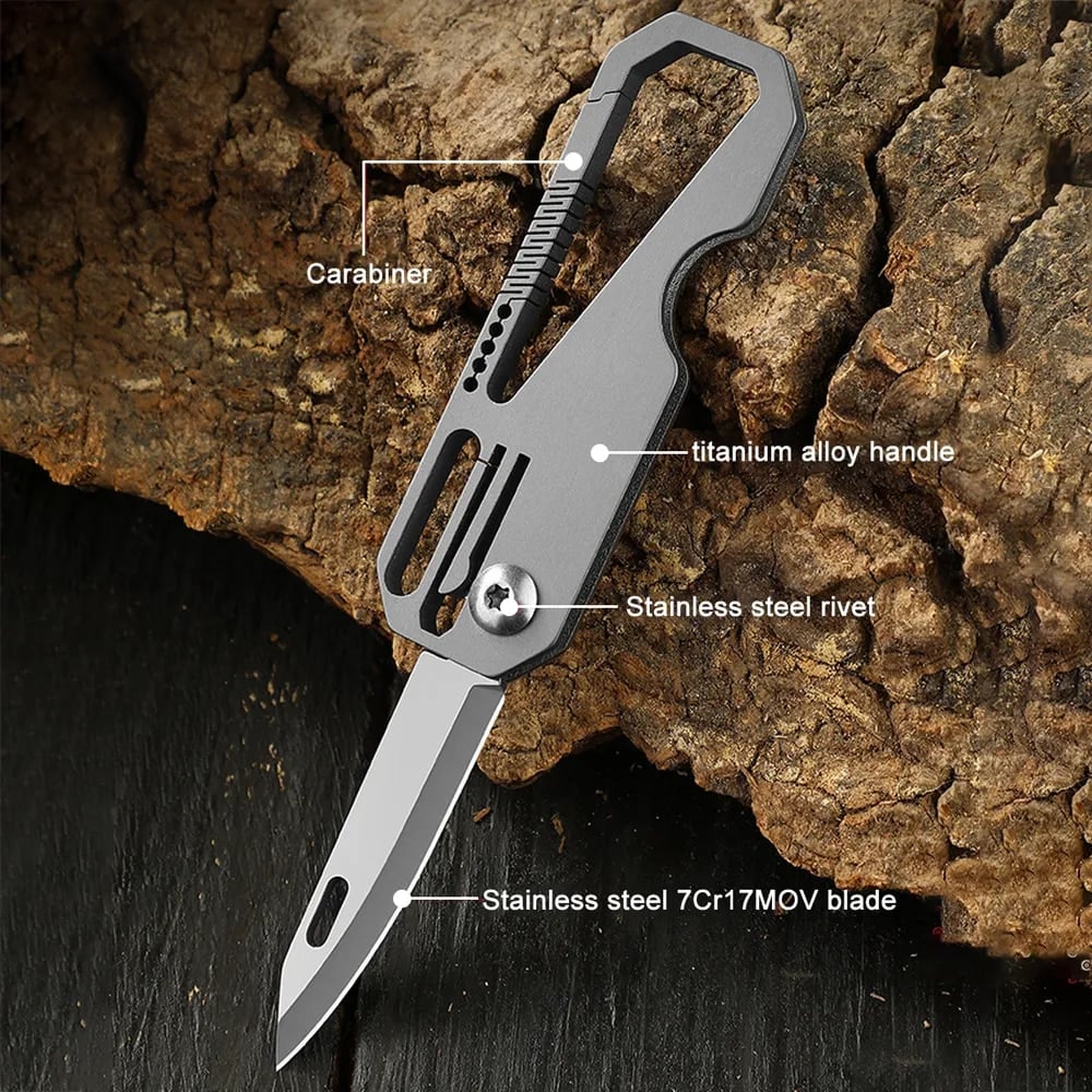 🔥Mini Titanium Alloy Portable EDC Keychain Folding Pocket Knife