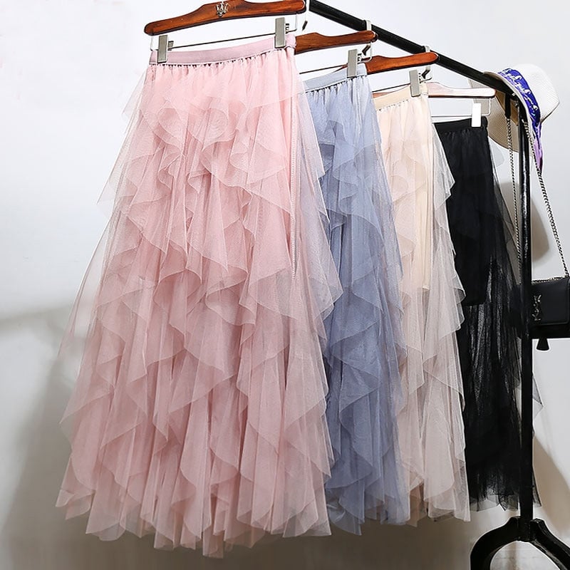 Boho High Waist Ruffles Beach Skirts