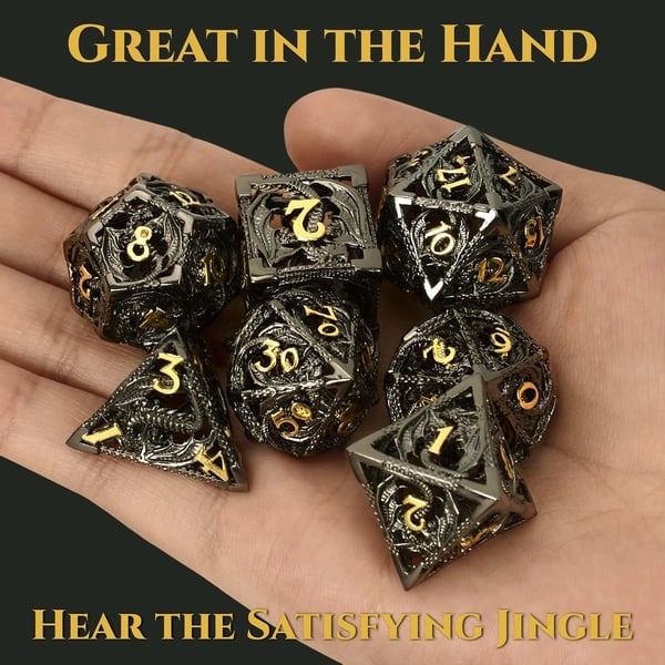 🐲Hollow Metal Dragon Shaped Carving Dice Set🎲