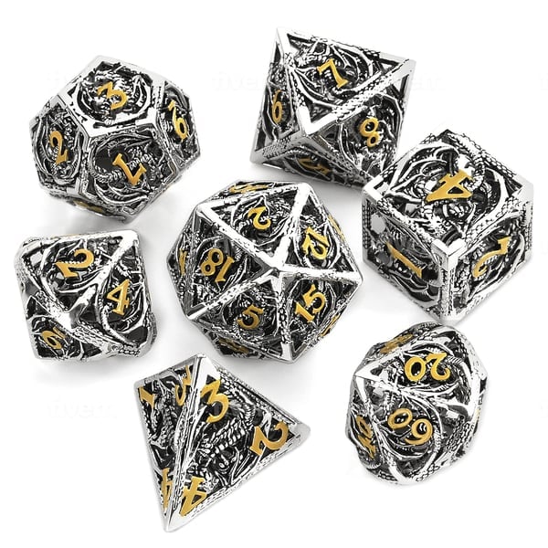 🐲Hollow Metal Dragon Shaped Carving Dice Set🎲