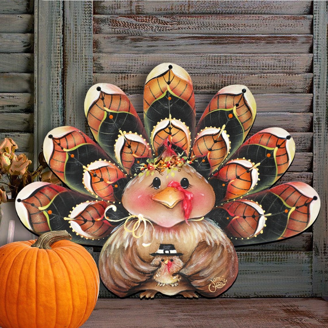 🦃Turkey Wreath Door Hanger 🍂 Thanksgiving Wood Decor - 🎃Wooden Fall Wall Decoration