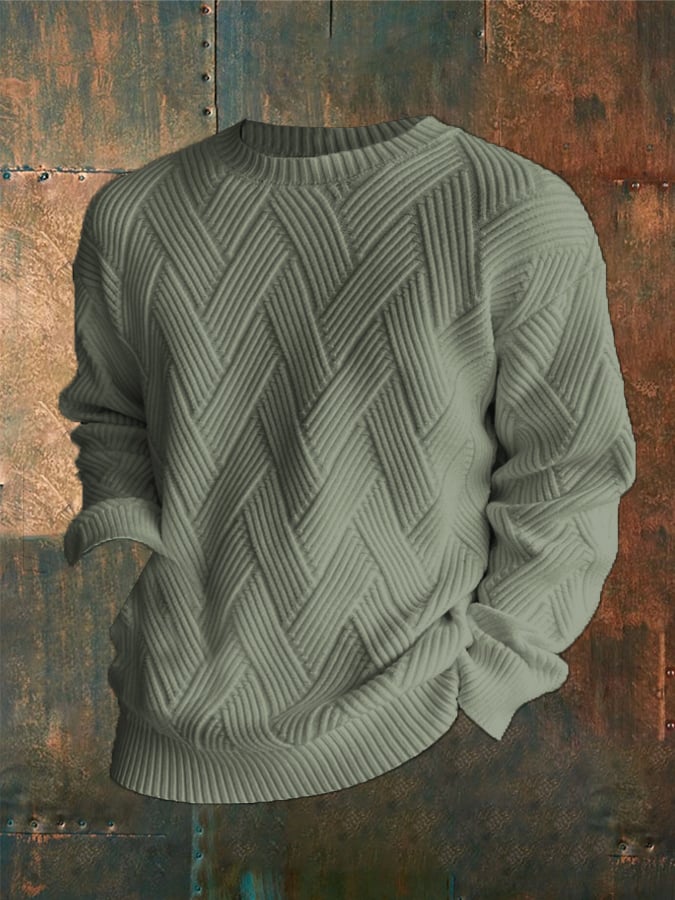 Men'S Plaid Print Round Neck Casual Sweatshirt