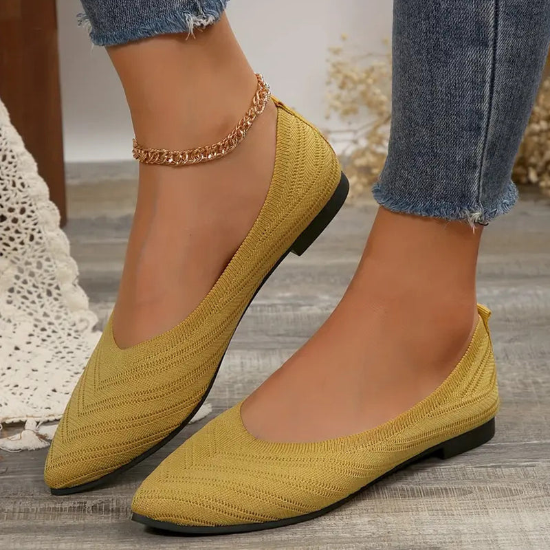 🔥Women's Pointed Breathable Toe Knitted Slip On Orthopedic Shoes