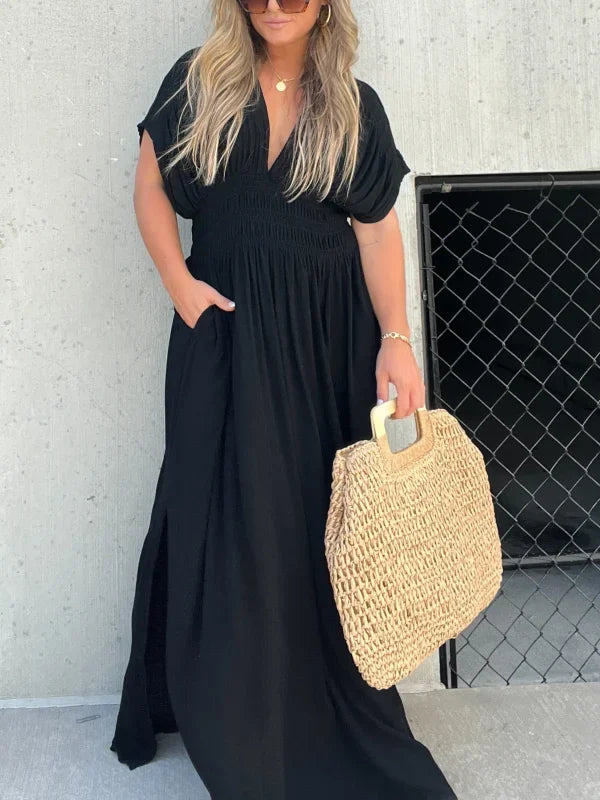 💗 SLIT V-NECK EFFORTLESS MAXI LONG DRESS