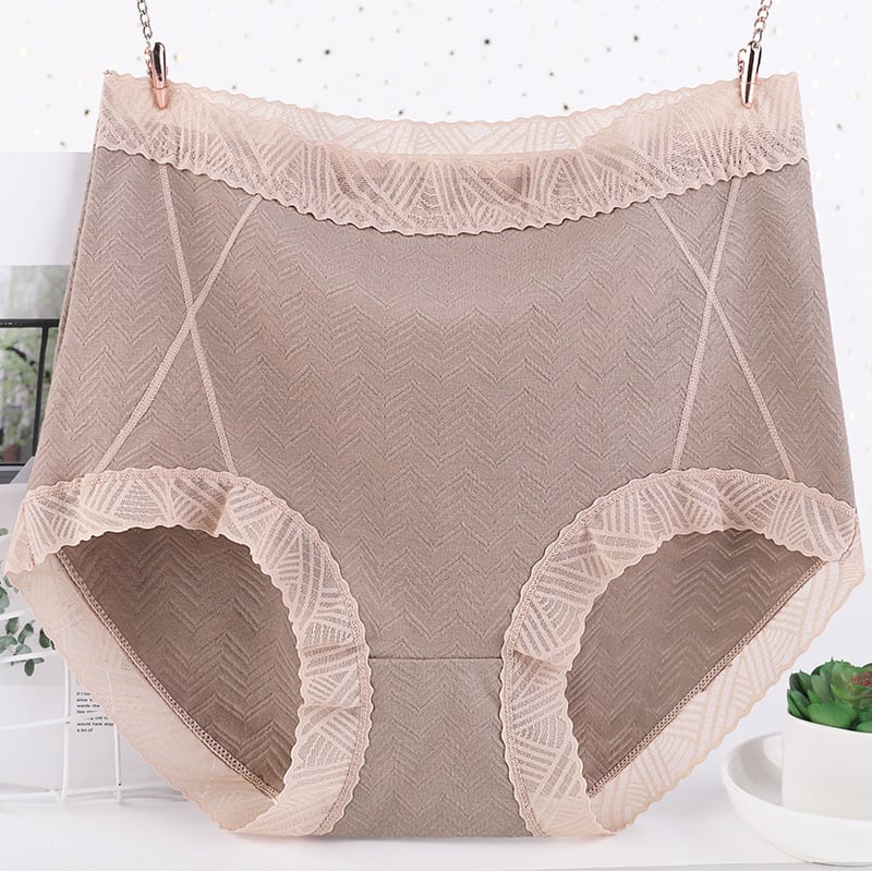 High Waist Lace Cotton Moisture Absorbent Antibacterial Underwear