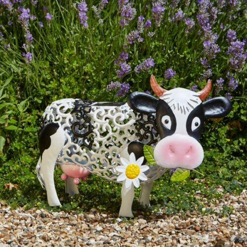 Changing Colour Solar Decorative Metal Cow