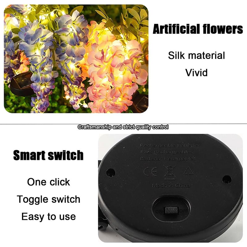 Waterproof Solar Wisteria Flower Landscape Lights