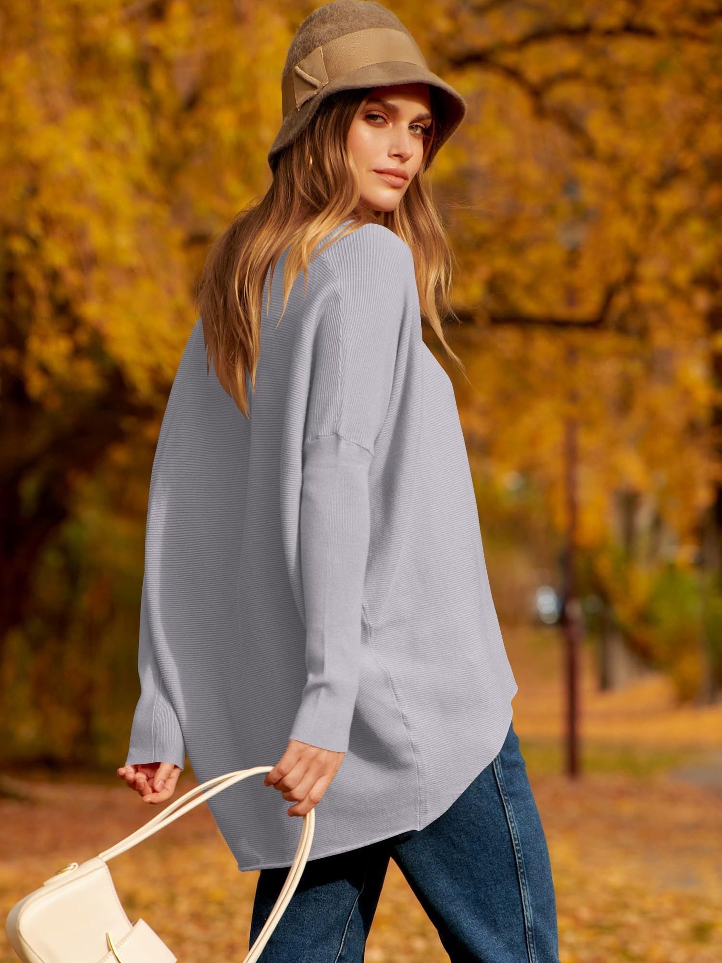 women's Irregular Oversized Dolman Sleeve Knitted Pullover
